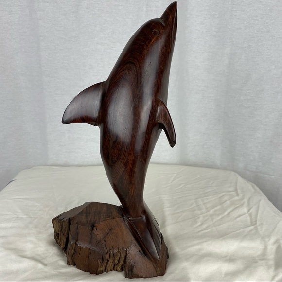 XL Wooden Dolphin Sculpture - Picture 2 of 5